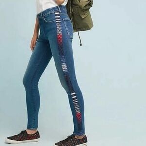 Levi's 721 High Rise Blue Embroidered Skinny Jeans Size 27